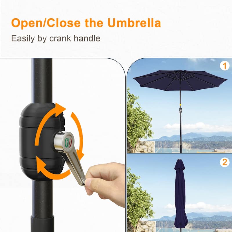LIVOOSUN 9ft Patio Umbrella Outdoor Table Umbrella with Tilt and Crank