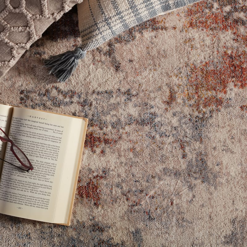 Heath Abstract Gray/ Red Area Rug