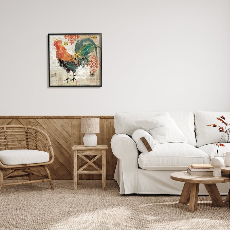 Stupell Industries Kitchen Rooster Farmhouse Collage Framed Giclee Art ...