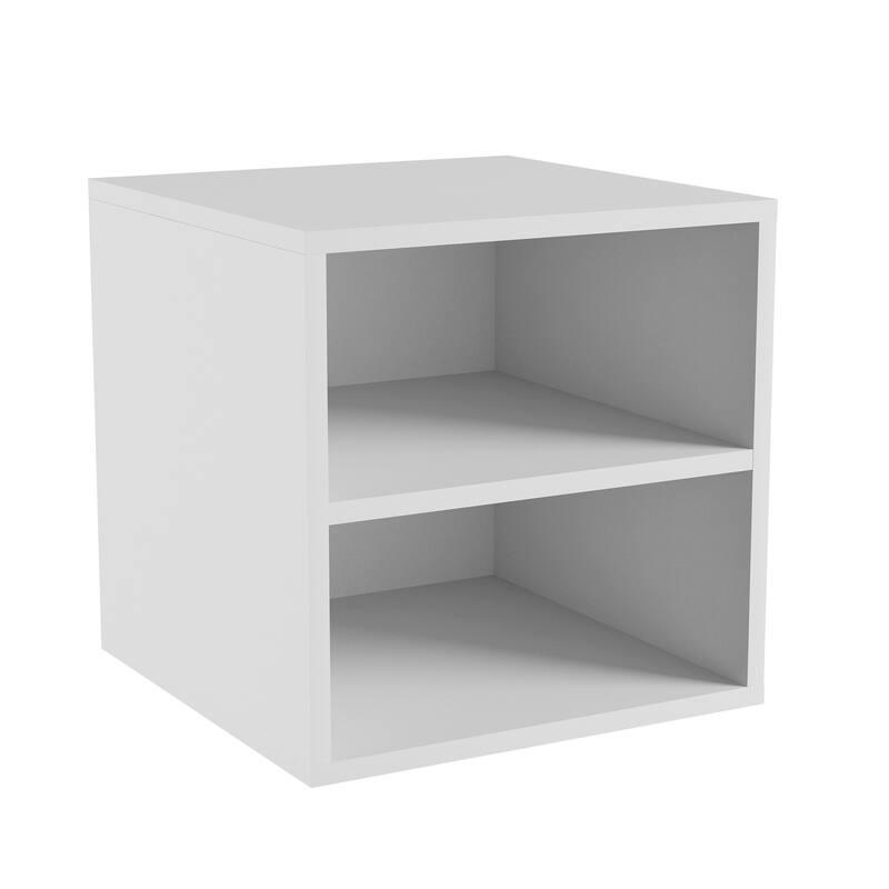 Hastings Home Stackable Modular Cube End Table Contemporary Minimalist Modular Accent Piece with 2 Shelves