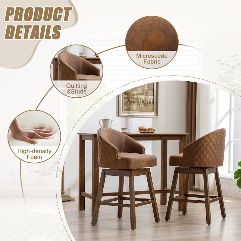 Rotating Bar Chair, Counter Height Bar Chair With Backrest, Rotating Kitchen Stool, Set of 2