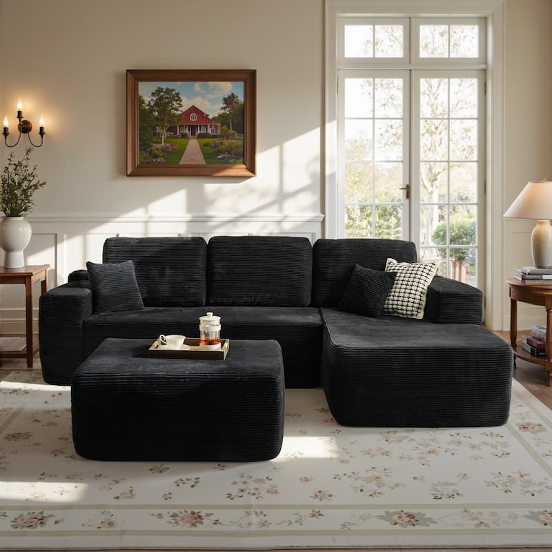​​OVIOS Lazy Chaise Lounge Sofa with Ottoman​