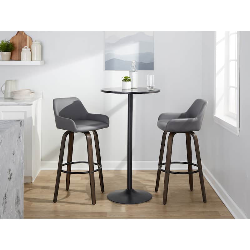 Porch & Den Galotti 30" Fixed-Height Bar Stool with Bent Wood Legs & Round Footrest (Set of 2)