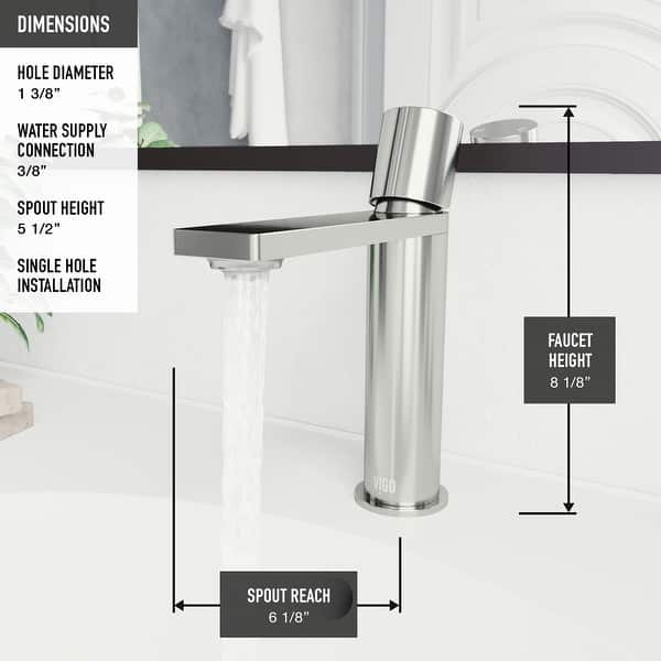dimension image slide 2 of 8, VIGO Halsey 8" H Single Handle Single Hole Bathroom Faucet