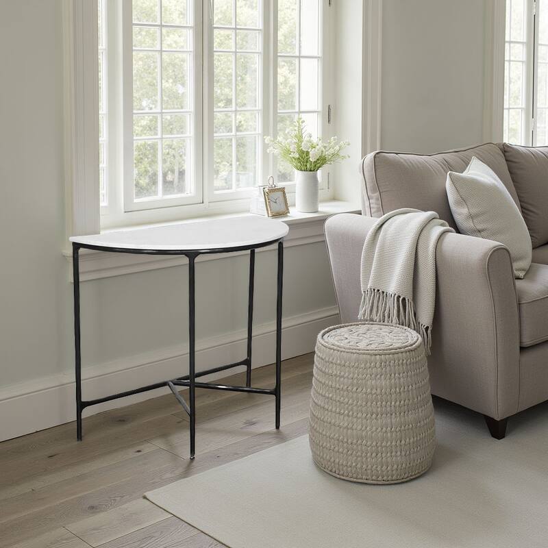 Emryn Marble Demiliune Console Table - 36" x 18" x 30"