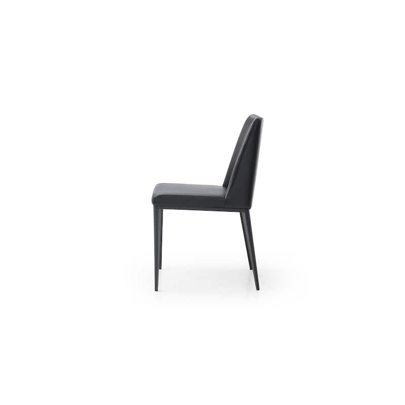 Neo-Classical Dining Chair - Black Faux Leather Seat & Steel Frame - Elegant Home Furniture - 32