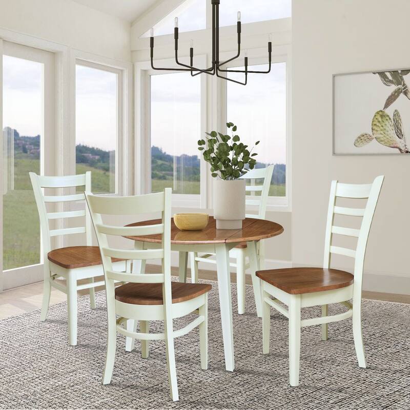 42" Round Dual Drop Leaf Dining Table with Chairs