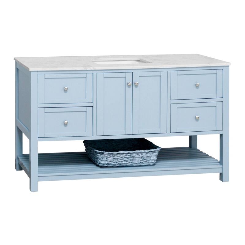 KitchenBathCollection Lakeshore 60" Single Bathroom Vanity with Engineered Carrara Top