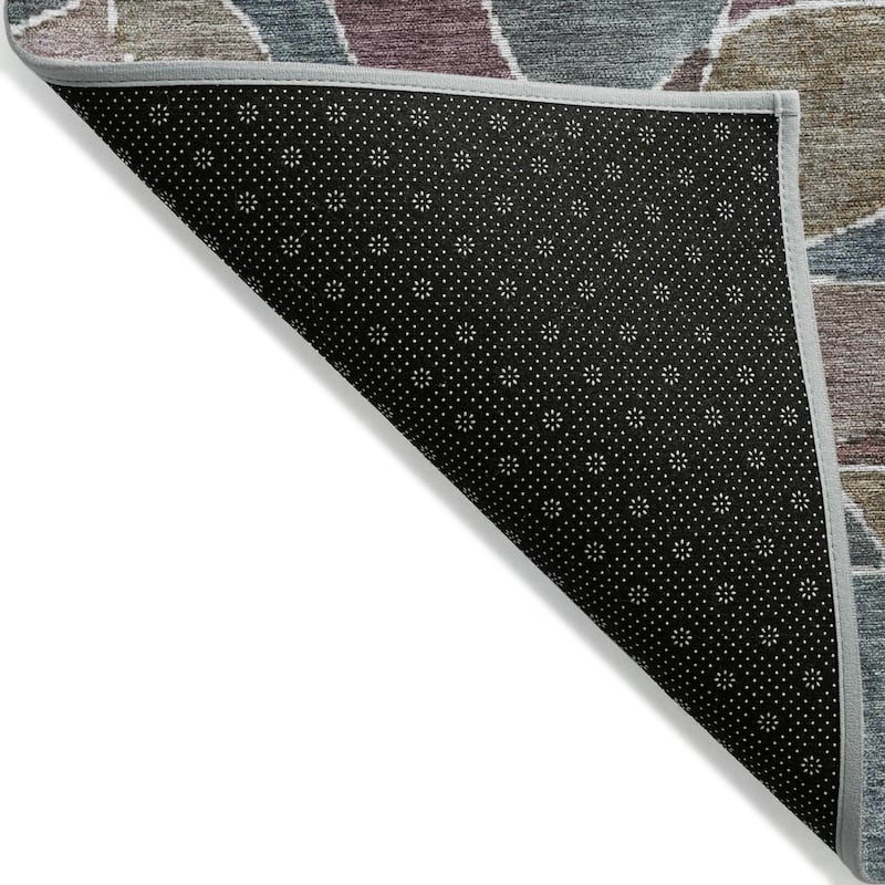 Machine Washable Indoor/Outdoor Casual Mosaic Chantille Rug