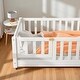 preview thumbnail 33 of 33, Twin Size Floor Bed with Fence and Door, Rubber Wood Frame with Safety Guardrails
