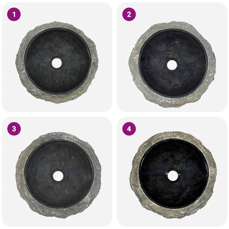 vidaXL Bathroom Basin, Ø15.7x4.7 Inches, Marble Round - 15.7"x4.7"