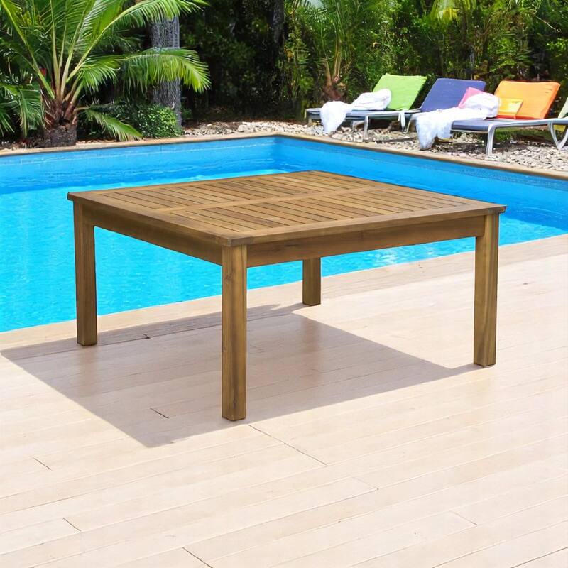 2-Piece Acacia Wood Outdoor Sofa Set with Coffee Table and Water-Resistant Cushions - Patio Seating with Removable Covers