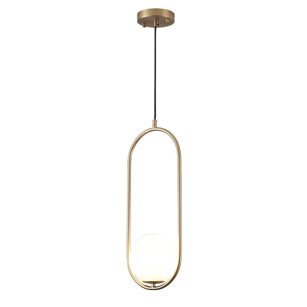 1 Light Gold Metal Pendant Lighting With Glass Shades