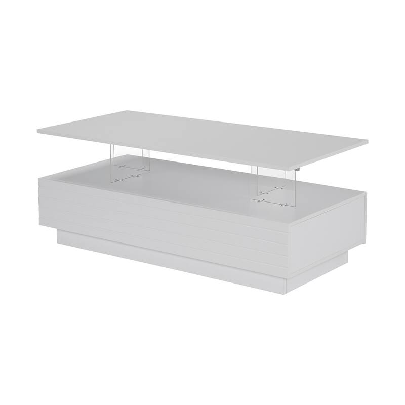Modern White Rectangular LED Lights Coffee Table