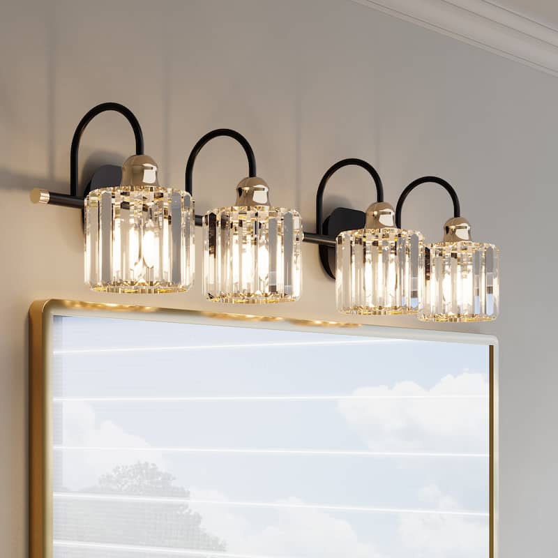 ExBrite Modern Rose Gold Dimmable Bathroom Crystal Vanity Lights