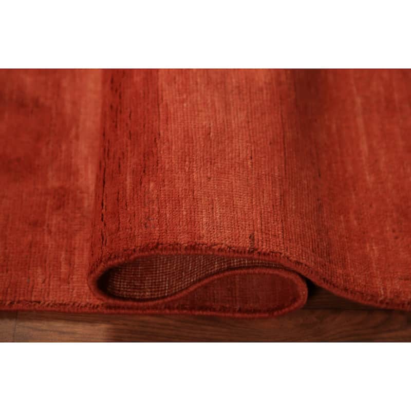 Orange Gabbeh Oriental Rug Handmade Stripe Wool Carpet - 2'9" x 4'2"
