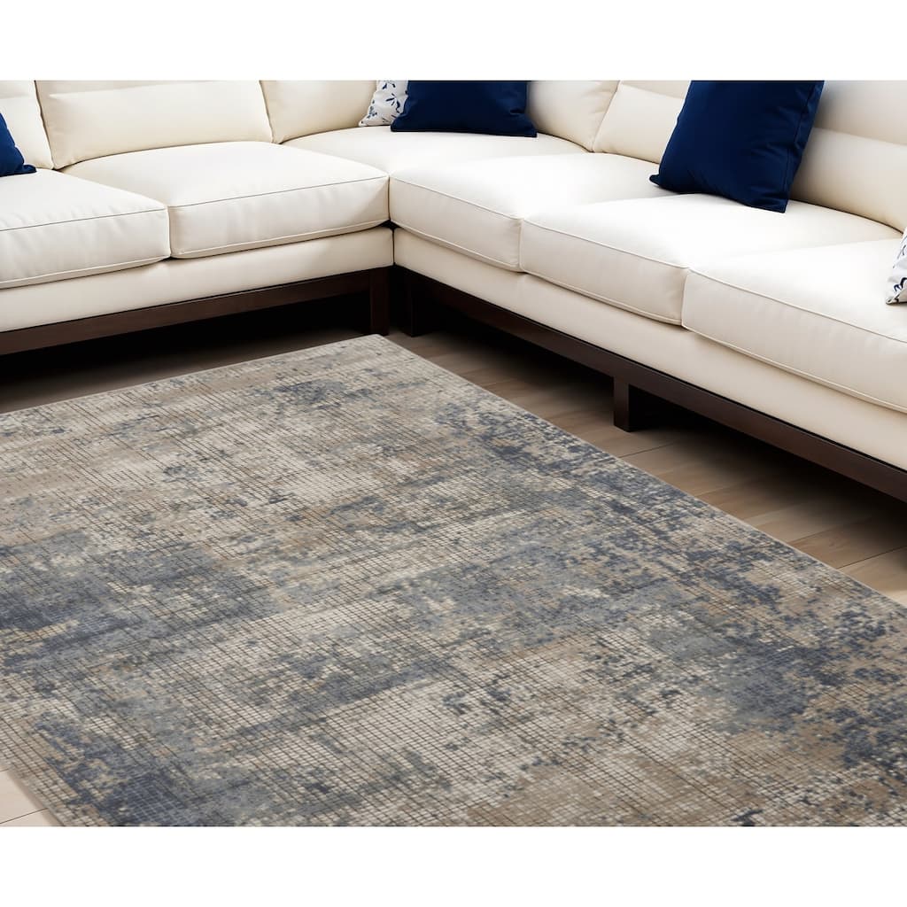 Meko Power Loomed Distressed Abstract Modern Area Rug By HomeRoots