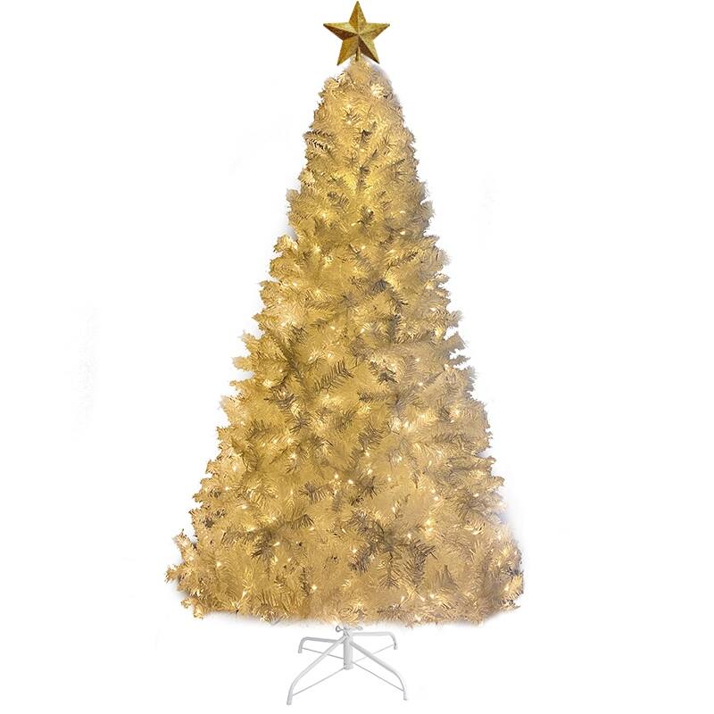 7 FT Christmas Tree with 500 Warm LED Lights and Golden Star Topper 7