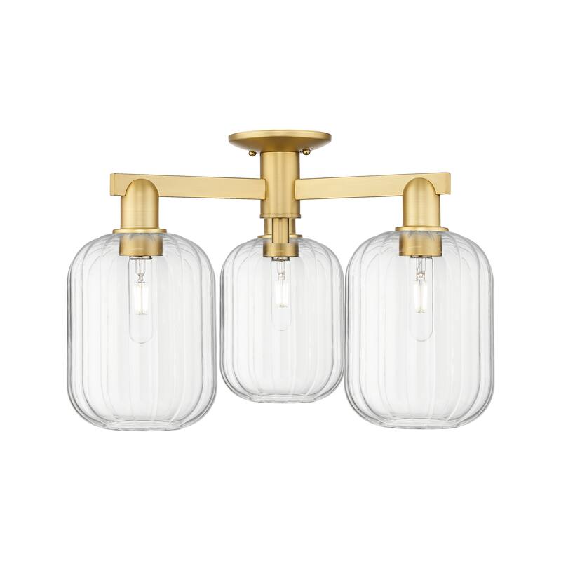 Innovations Lighting Downtown Urban - Preston - 3 Light 24" Jar Shade Semi-Flush Mount