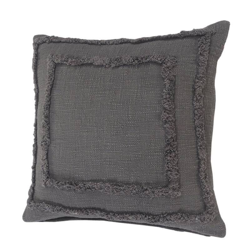 20" Gray Solid Tufted Square Throw Pillow