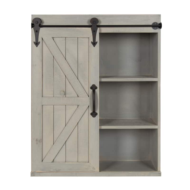 Kate and Laurel Cates Decorative Wood Cabinet with Sliding Barn Door - 22x28 - Rustic Grey