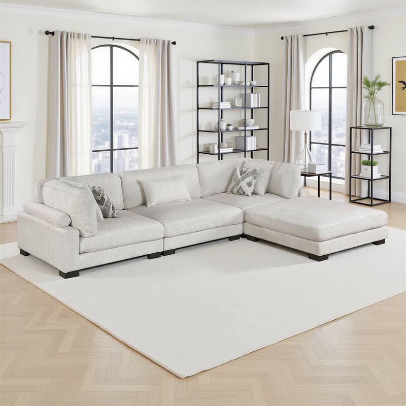 Fremont & Park Abbeville Microfiber 4-Piece Modular Sectional with Ottoman