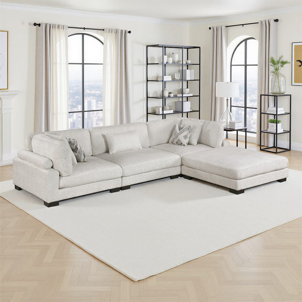 Fremont & Park Abbeville Microfiber 4-Piece Modular Sectional with Ottoman