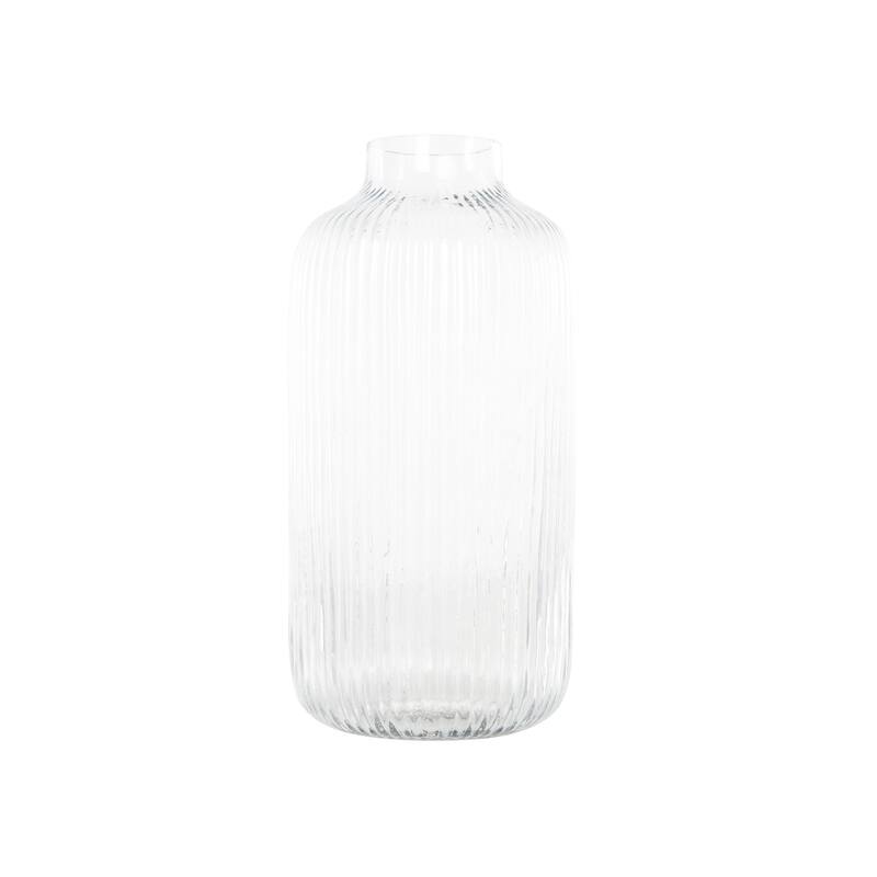 Glass Ribbed Fluted Vase - Clear - Roche River Decor