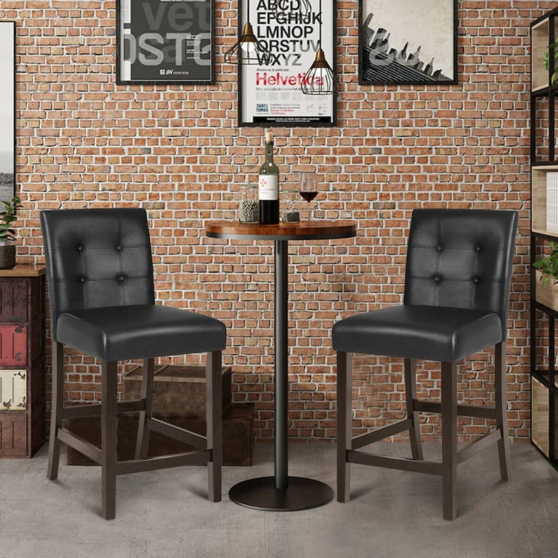 Gymax Set of 2 Bar Stools 25inch Counter Height Barstool Pub Chair - See Details