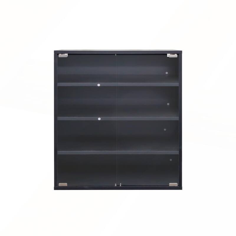 Wooden Stackable Shoe Storage Box with Glass Door