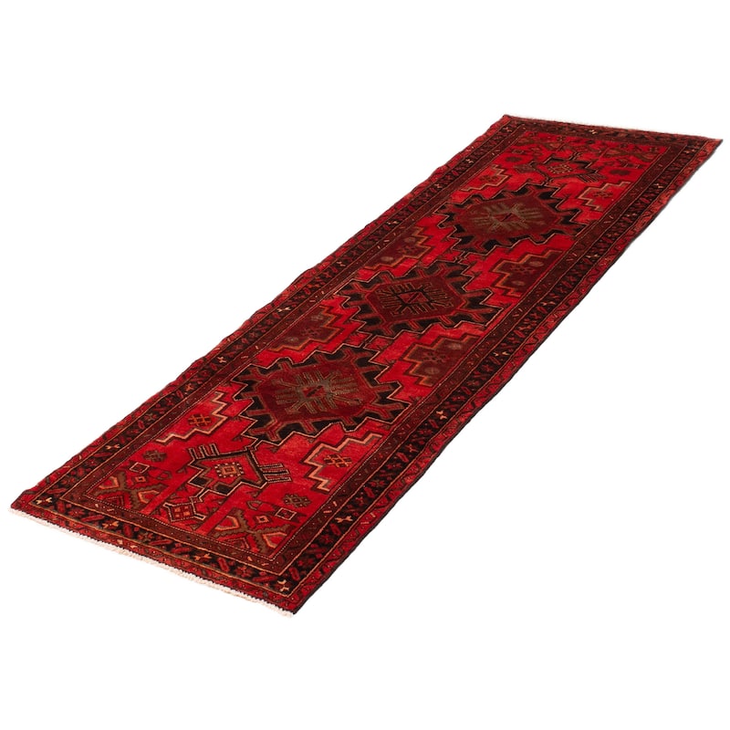 ECARPETGALLERY Hand-knotted Andelz Red Wool Rug - 3'4 x 9'7