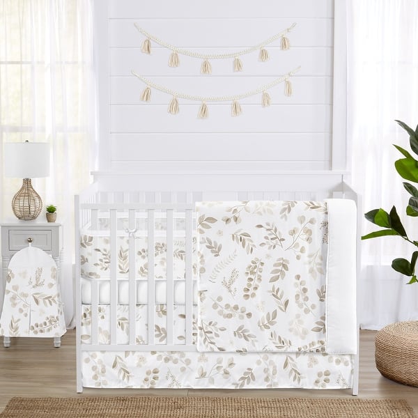 slide 2 of 6, Floral Leaf Boy Girl Gender Neutral Sweet Jojo Designs 6p Crib Bedding + BreathableBaby Breathable Mesh Liner Boho