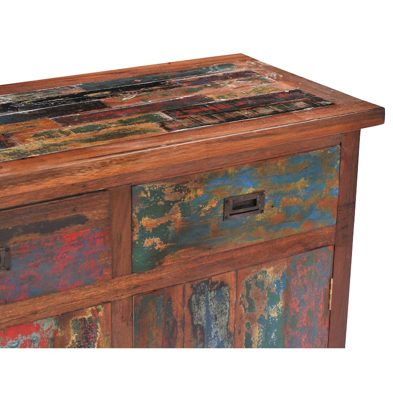 Marina Del Rey Recycled Teak Wood Linen Cabinet with 2 doors and 2 drawers