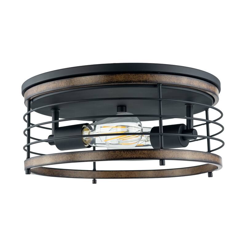 2 Light 13" Caged Drum Flush Mount - 13"x5.85"