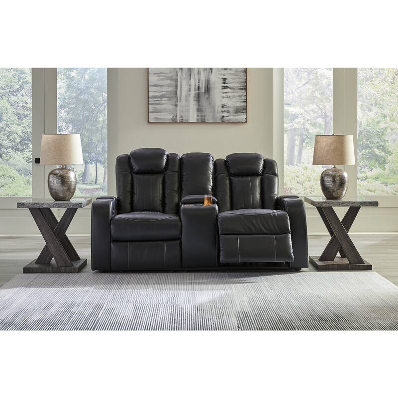 Signature Design by Ashley Caveman Den Midnight Power Reclining Loveseat with Console - 75" W x 42" D x 42" H