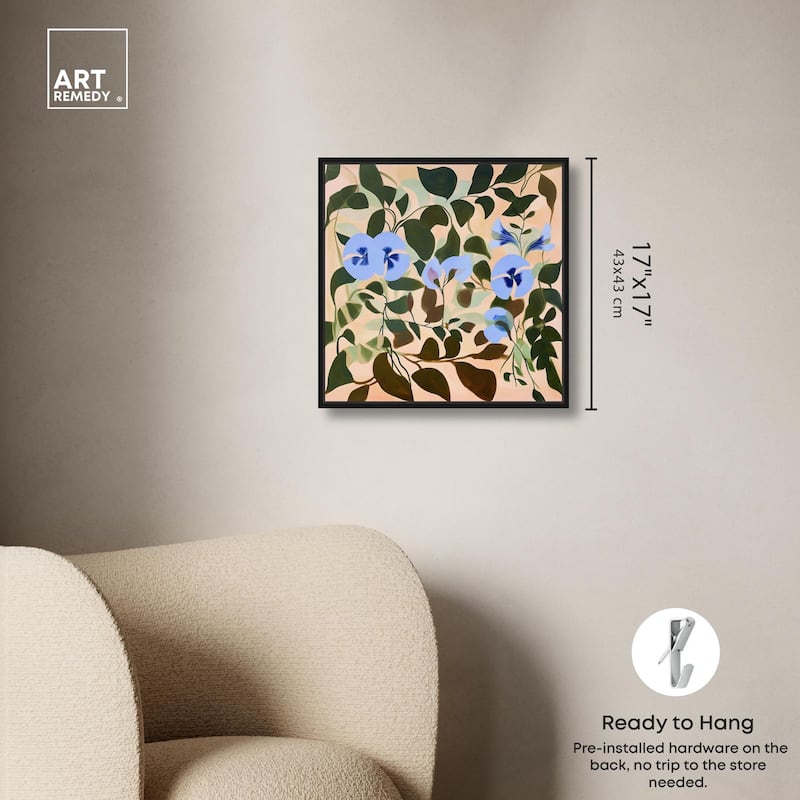 Naive Blue Flowers Canvas by Art Remedy