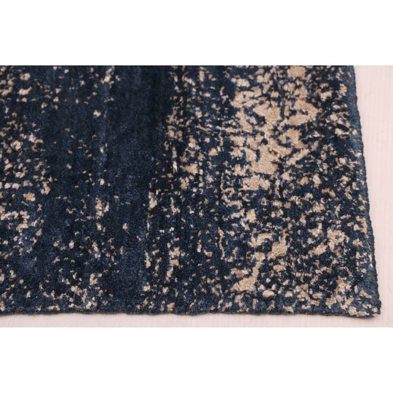 ECARPETGALLERY Hand Loomed Elysian Beige, Dark Navy Rug - 7'10 x 9'11