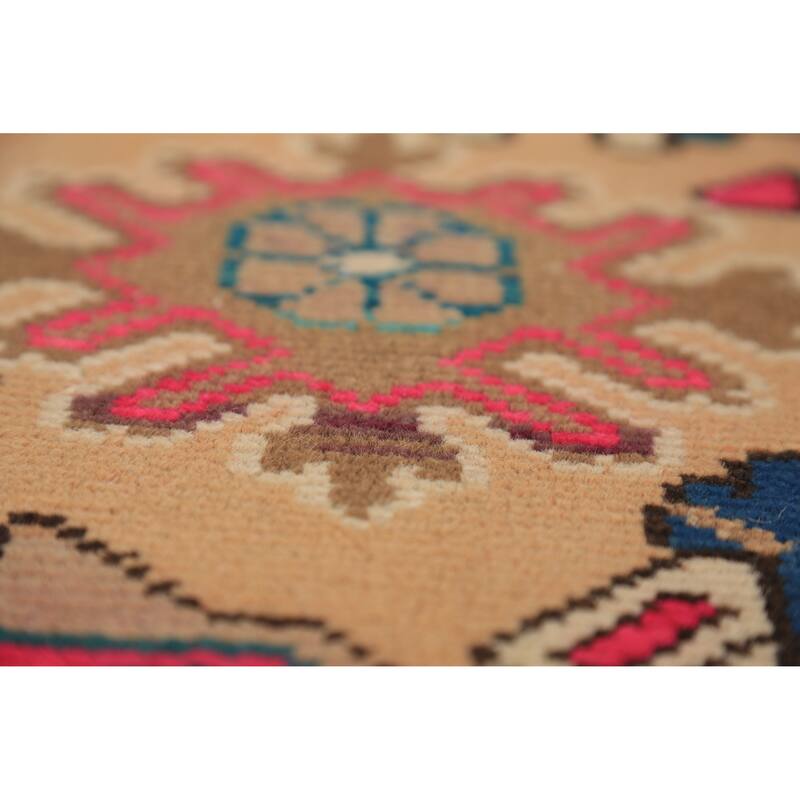 Geometric Ardebil Persian Runner Rug Handmade Wool Carpet - 3'6"x 9'7"