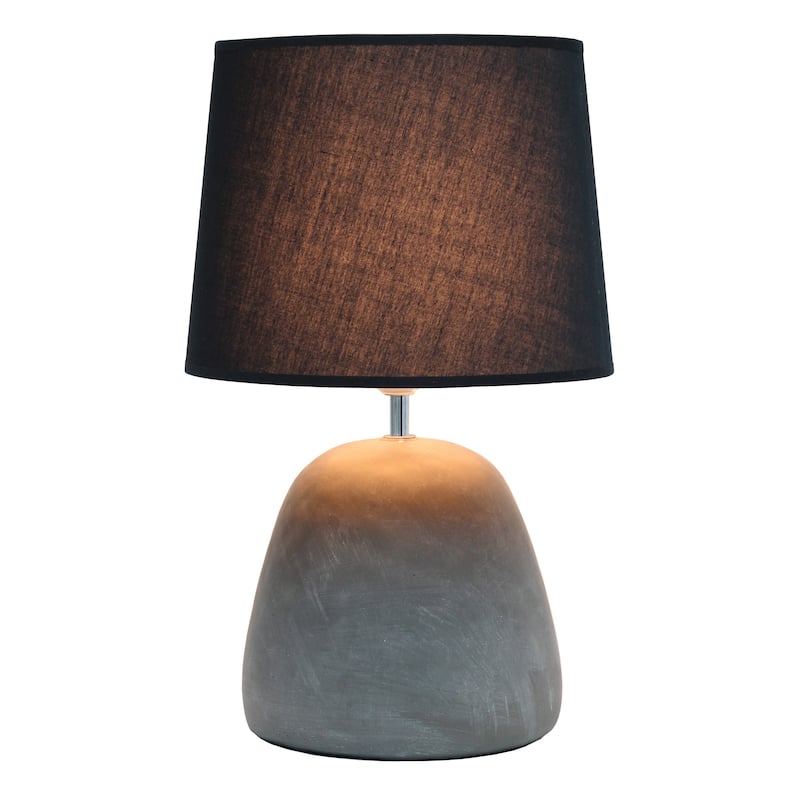 16.93" Organic Modern Concrete Table Lamp, For Living Room, Entryway, Bedroom, Minimalist Accent Lighting, Black Shade