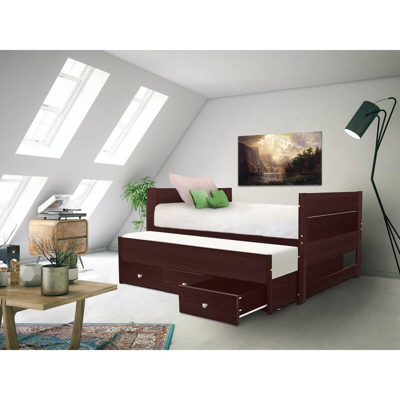 Taylor & Olive Begonia Twin Bed with Twin Trundle & 3 Built in Drawers