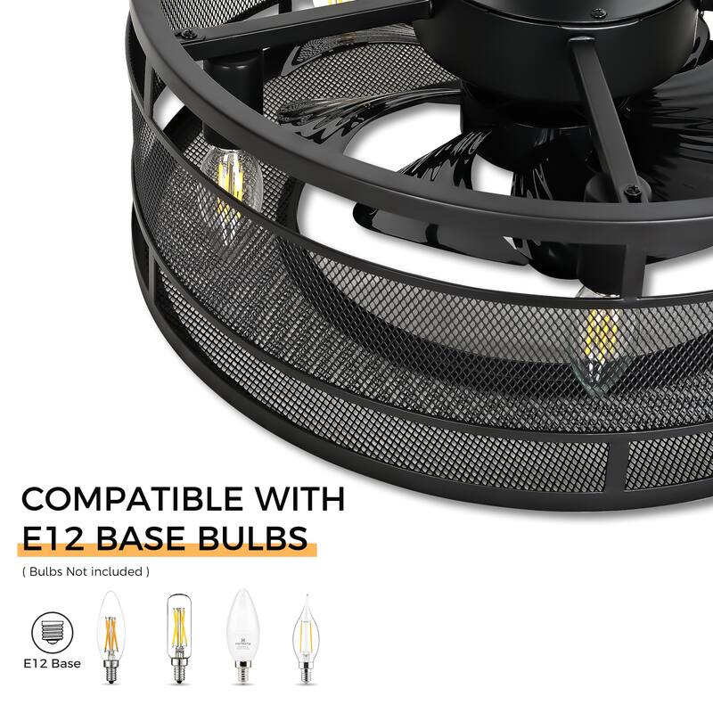 18" Farmhouse Reversible Caged Ceiling Fan with Light Kit and Remote - 18 Inches