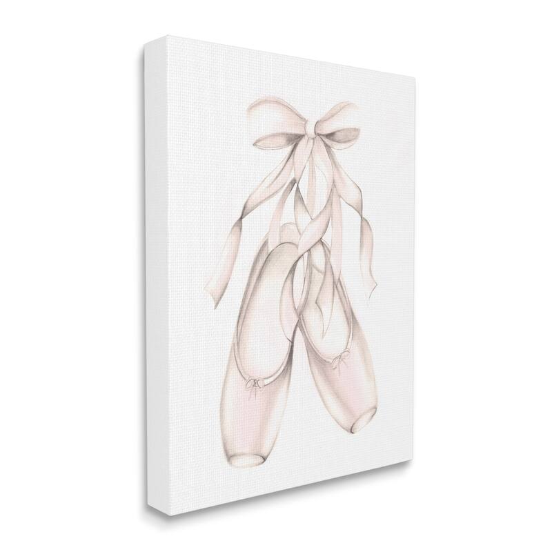 Stupell Soft Pink Ballerina Slippers Ballet Dance Shoes Canvas Wall Art - Off-White - 30 x 40