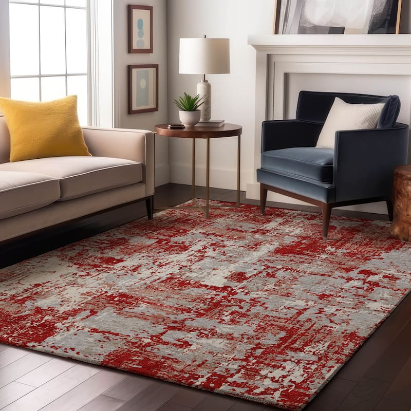 Premium Washable Super Soft Abstract Acree Mayfield Rug - Red - 10' x 14'