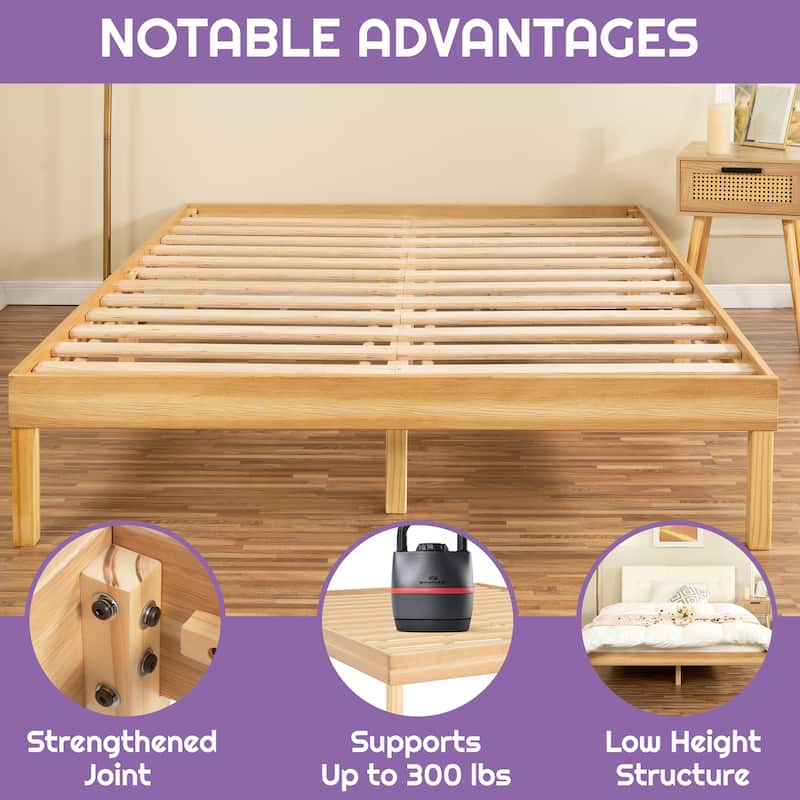 Solid Wood Platform Bed Twin Bed Frame Pine Wood Twin Platform Frame No Squeak