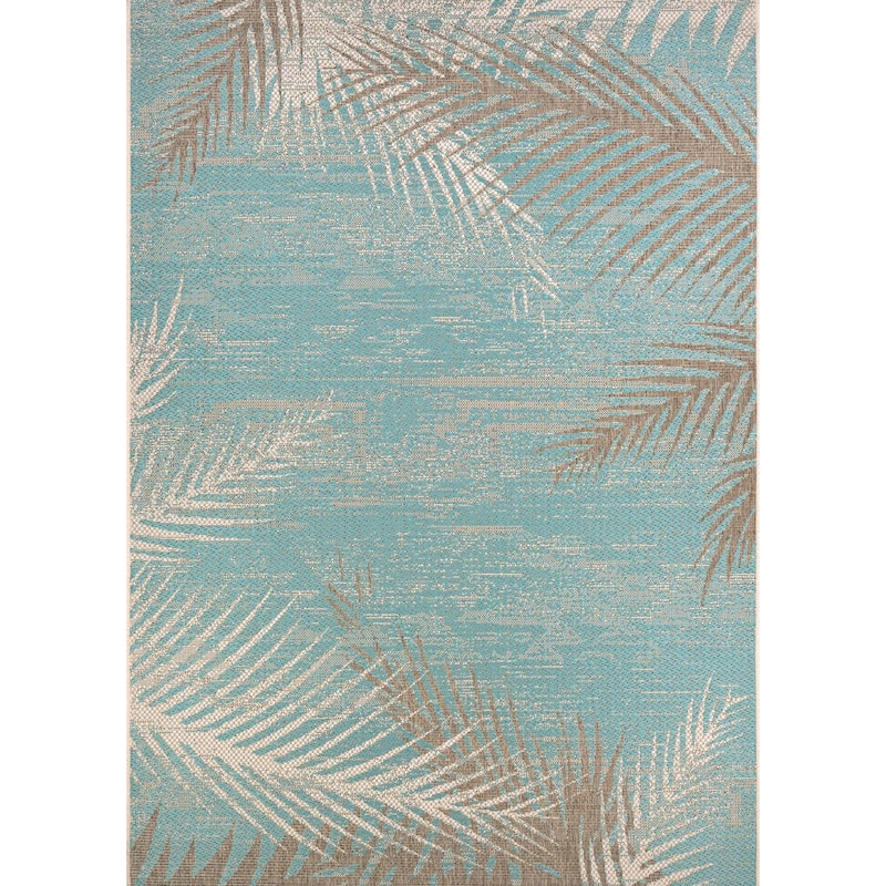 Dream Decor Rugs Samantha Coconut Creek Indoor Outdoor Area Rug - 7'6" x 10'9" - Turquoise/Ivory