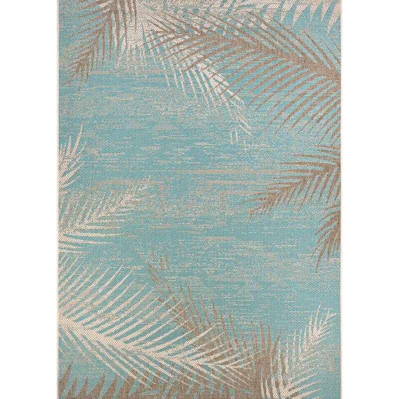Samantha Coconut Creek Indoor/ Outdoor Area Rug - 2'3" x 11'9" Runner - Turquoise/Ivory