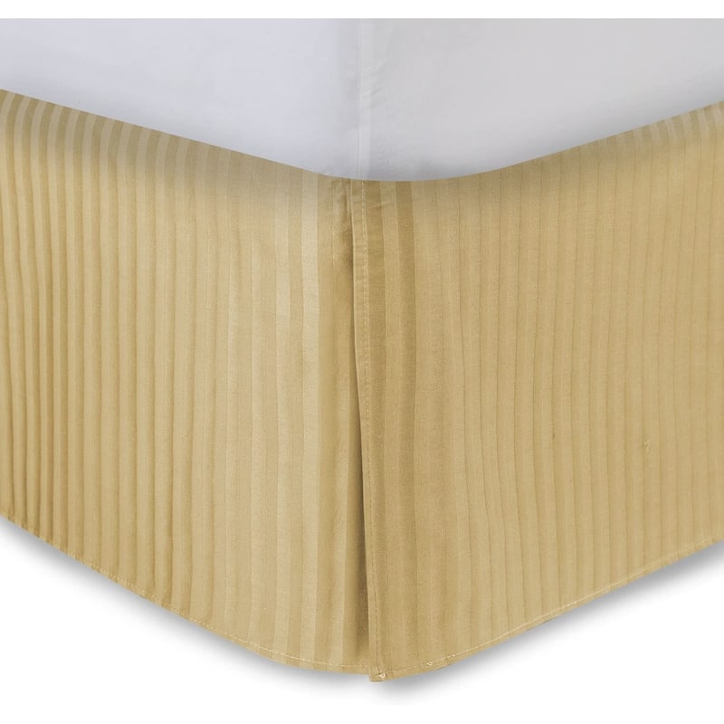 Tailored Bed Skirt, Pleated Sateen Striped Dust Ruffle with Split Corners