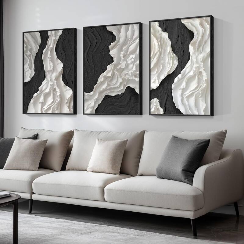 Framed Black and White Abstract Wall Art