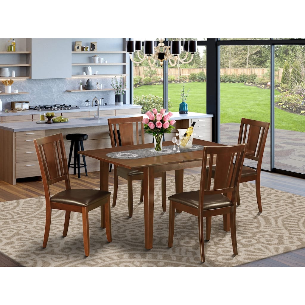 HomeStock 5-Pc Mahogany Finish Solid Wood Top - Dining Room Set - Seats 4