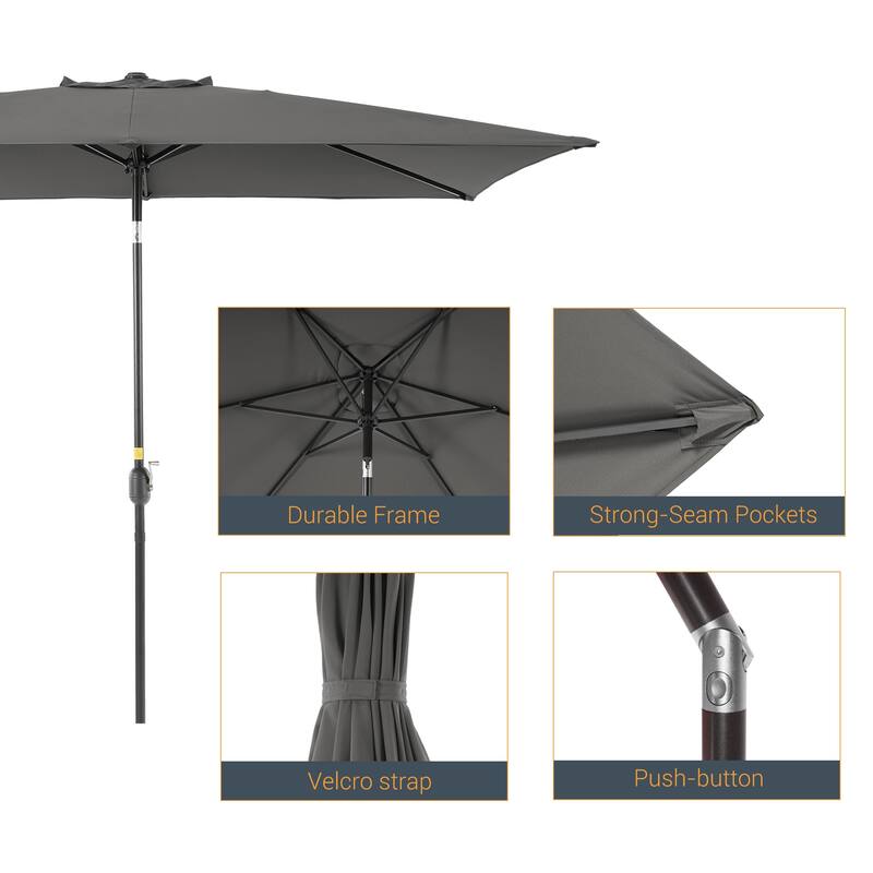 LIVOOSUN 6x9Ft Patio Market Umbrella Weather-Resistant Table Umbrella